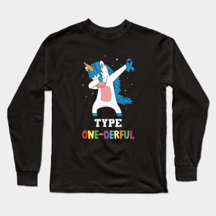 Type One-Derful Unicorn Funny Diabetic Type 1 Diabetes T1D Long Sleeve T-Shirt